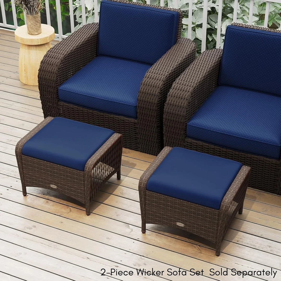 Bhavya 2-Piece Outdoor Rattan Wicker Ottoman Set