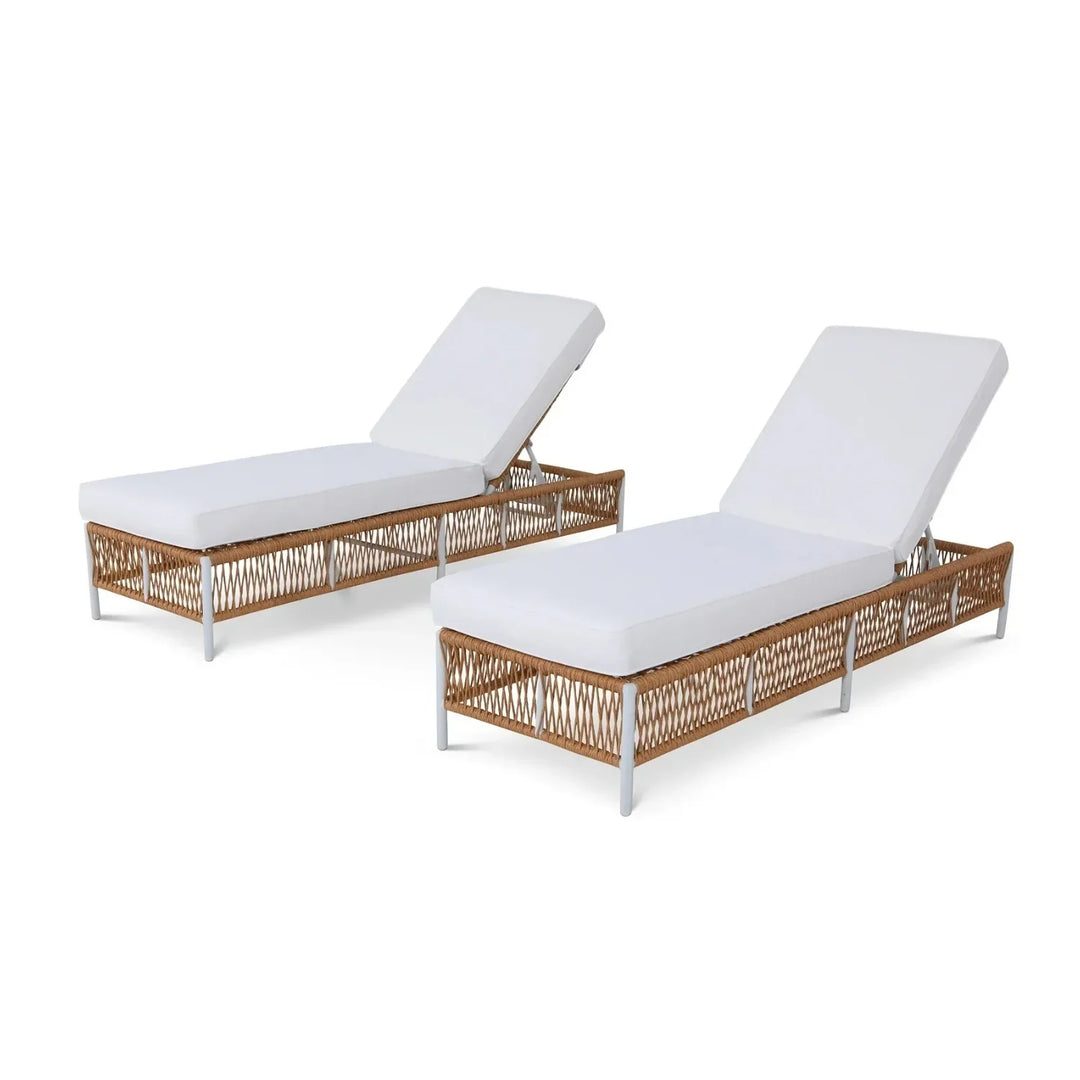 Giavanna Outdoor Rope Lounge Chairs Set of 2 with Thick Cushions