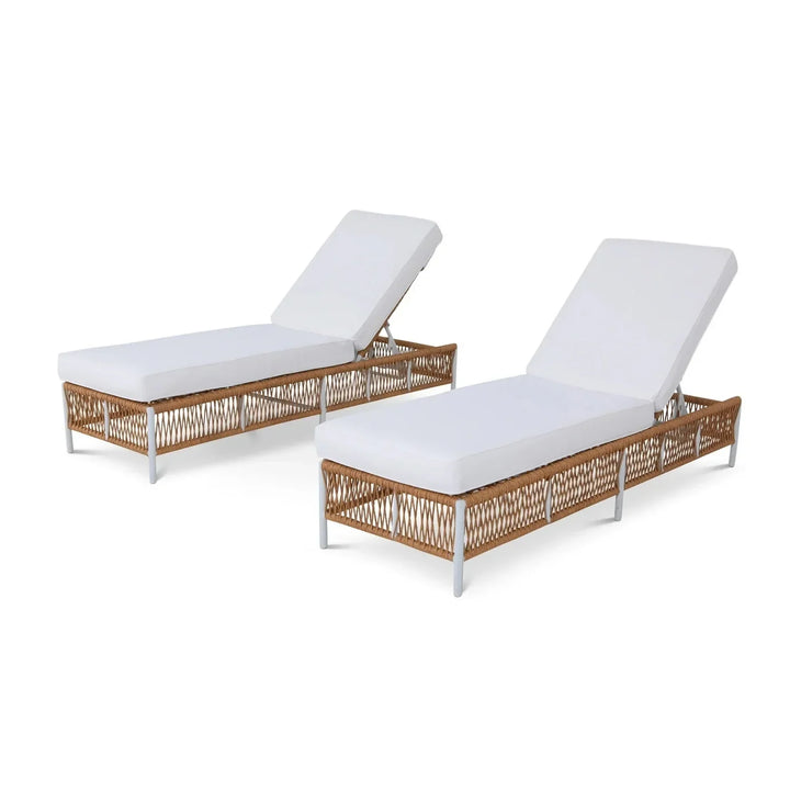 Giavanna Outdoor Rope Lounge Chairs Set of 2 with Thick Cushions