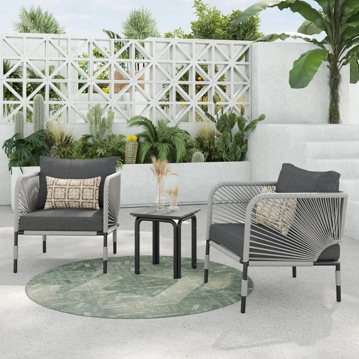 Graciela 3 Piece Garden Outdoor Rope Patio Set
