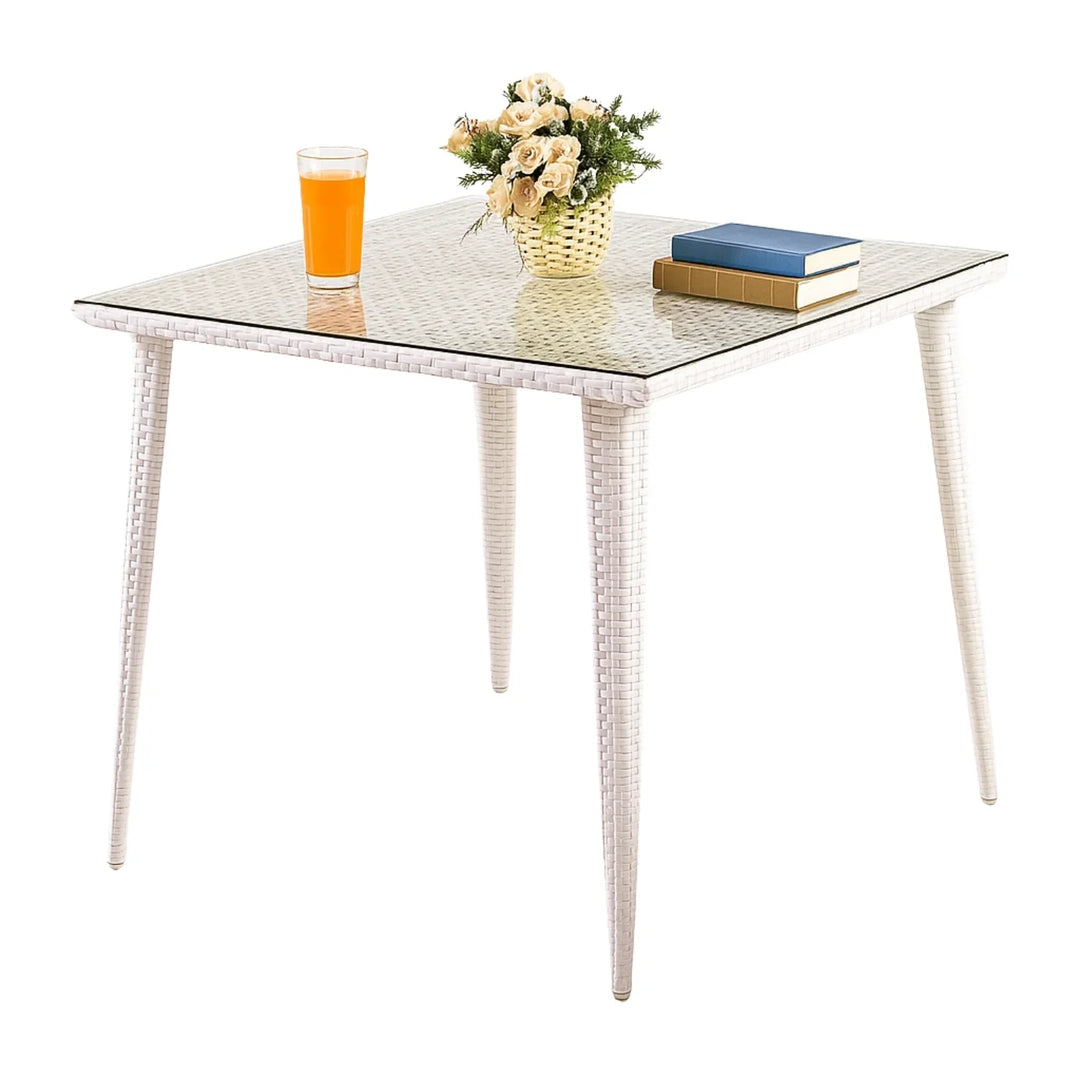 Marisol 5-Piece Outdoor Patio Dining Set With Wicker Chairs & Glass-Top Table