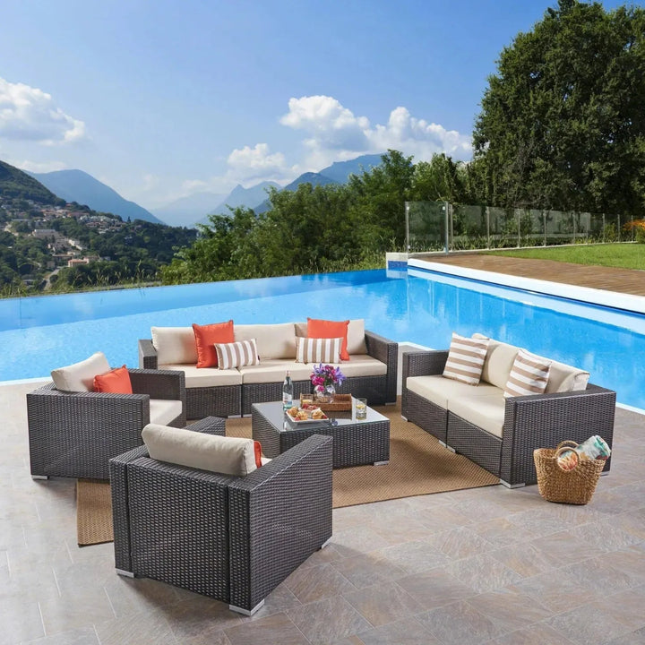 Outdoor Wicker 7-Seater Sofa Set