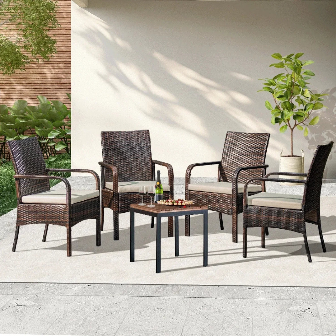 4-Piece Outdoor Rattan Wicker Patio Dining Chairs