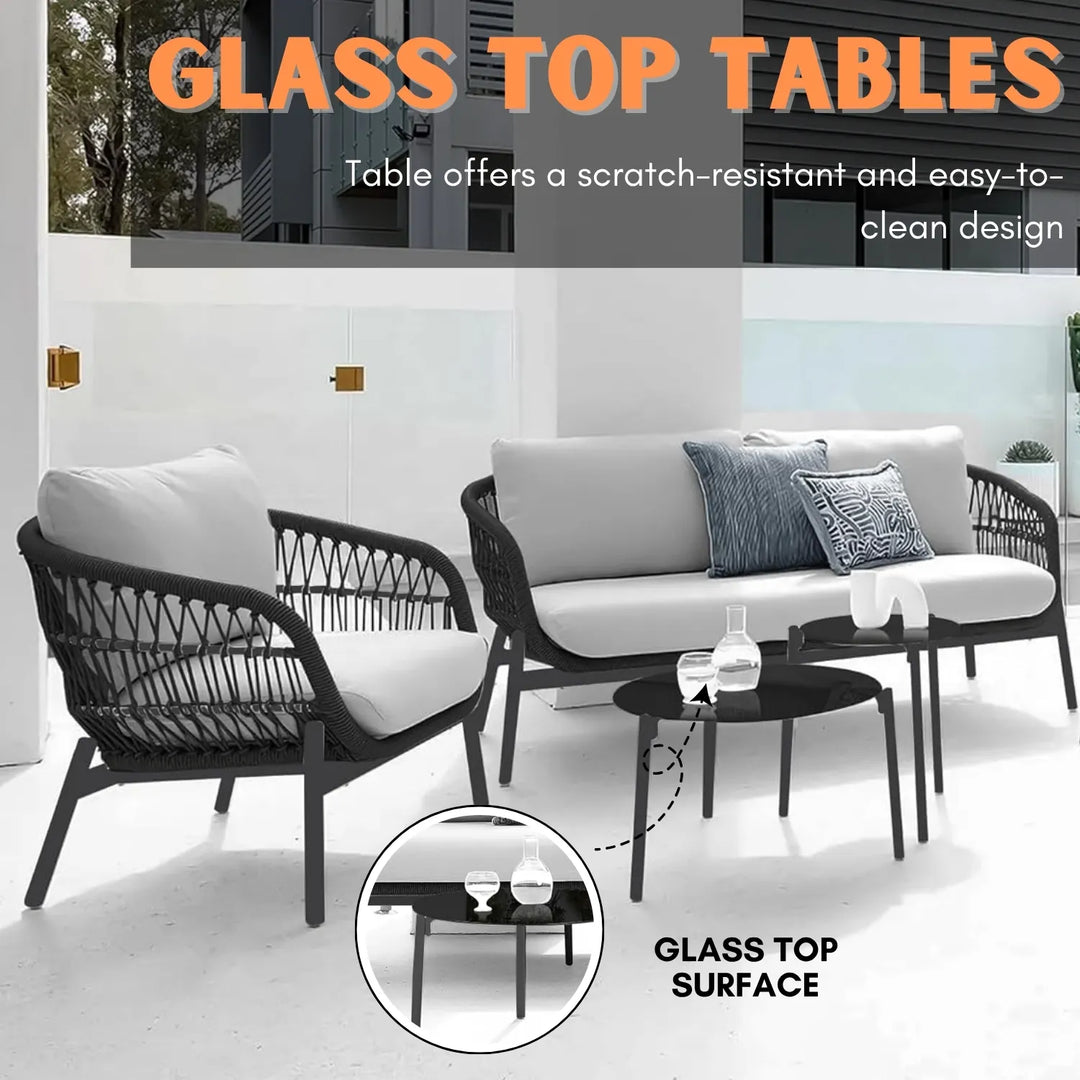 Maitreyi Outdoor 4 Seater Rope Conversation Sofa Set