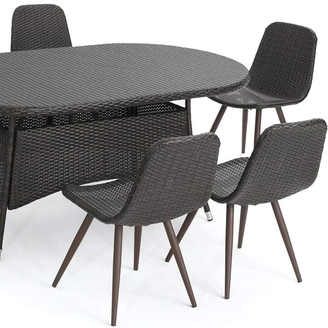 Ikram Outdoor All-Weather Resistant Rattan Wicker 7-Piece Dining Set