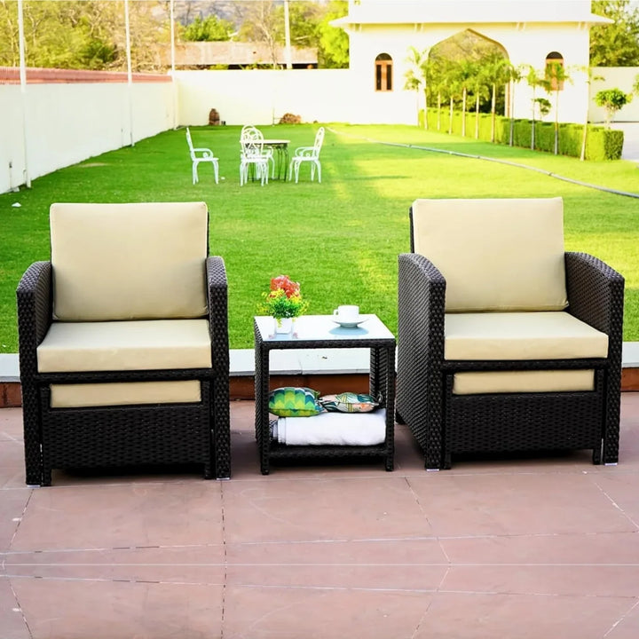Zeenat Outdoor 5 Piece Patio Wicker All Weather Sectional Furniture Set