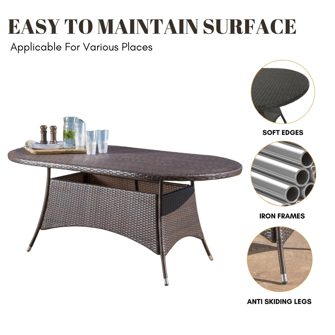 Palesa 7-Piece Outdoor Rattan Wicker Dining Table Set