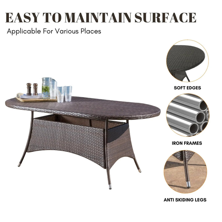 Palesa 7-Piece Outdoor Rattan Wicker Dining Table Set