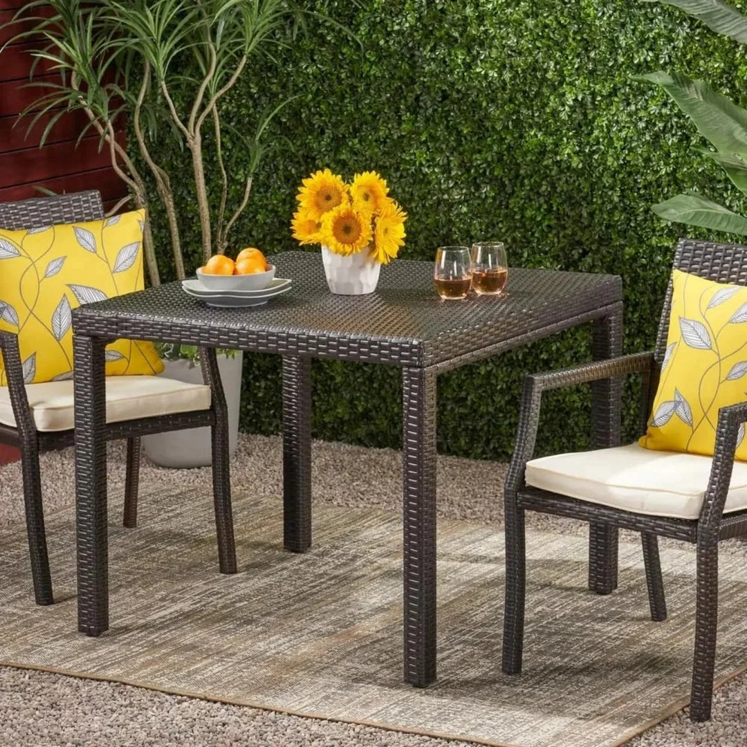 Outdoor Wicker Patio Wicker Coffee Table (Dark Brown)