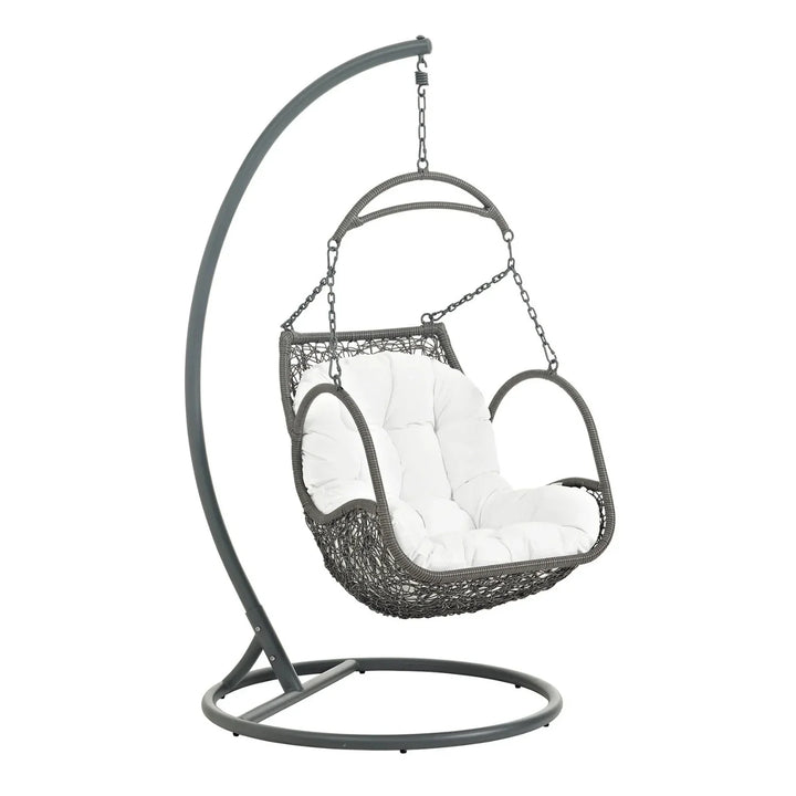 Jumoke Outdoor Rattan Wicker Hanging Swing Chair with Cushion