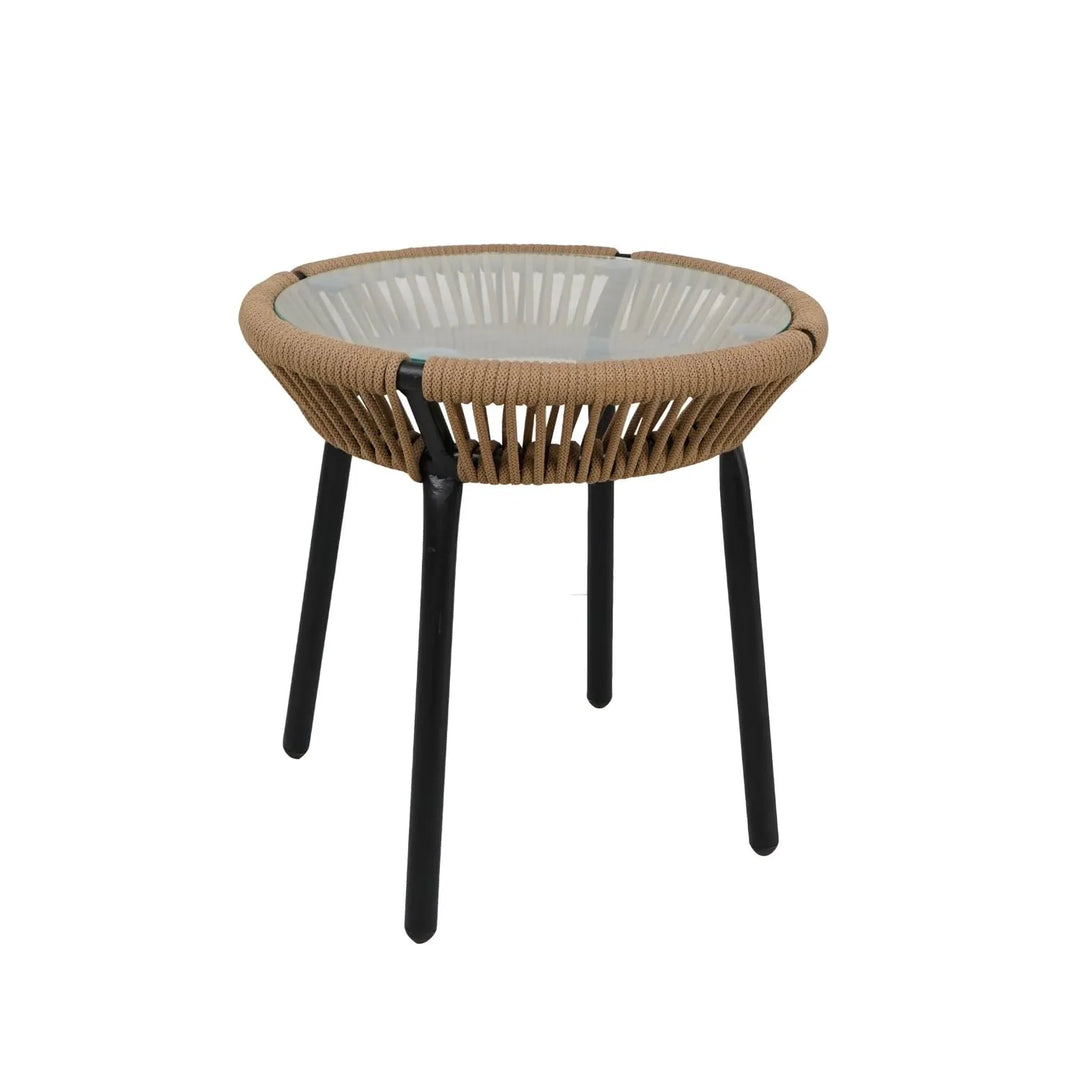 Mariposa Outdoor Rope Patio Set with Glass Top Table