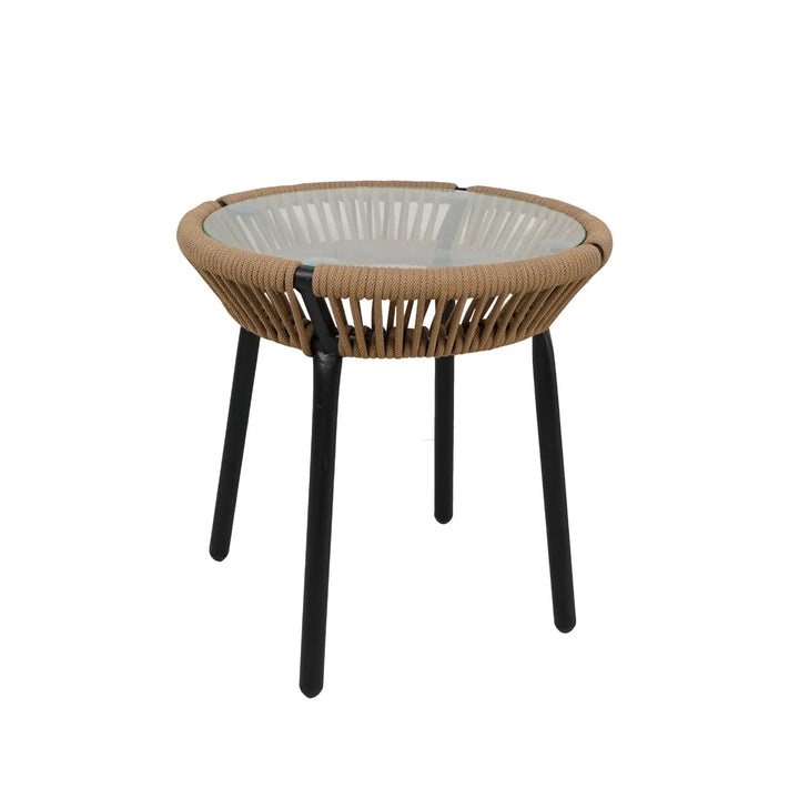Mariposa Outdoor Rope Patio Set with Glass Top Table