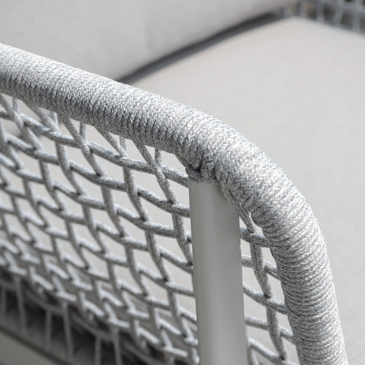 Colten Outdoor Garden Balcony Sofa Set  5 Seater and 1 Center Table Set, Braided & Rope (Grey)