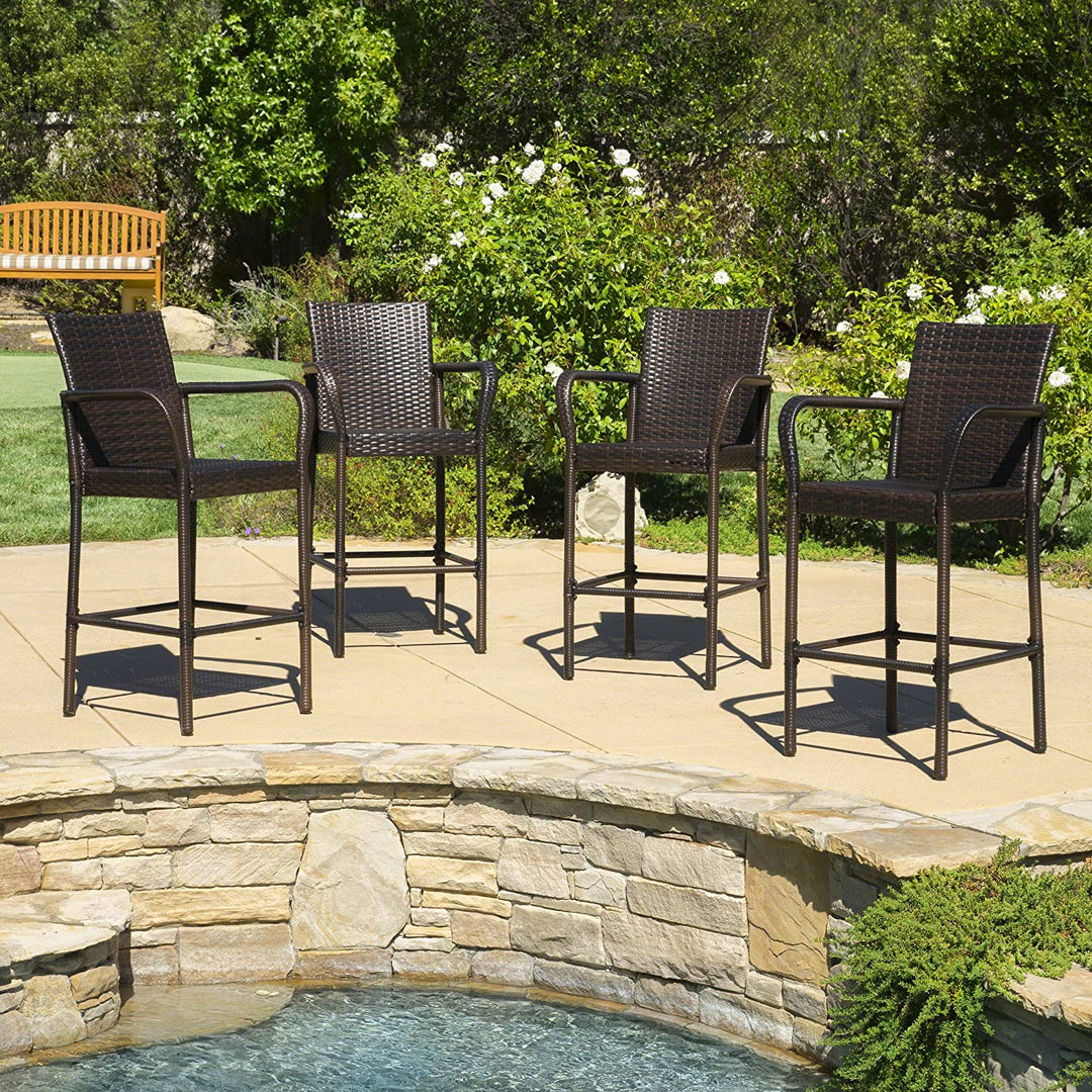 Venezia Outdoor Patio Bar Chair 4 Chairs For Balcony (Brown)