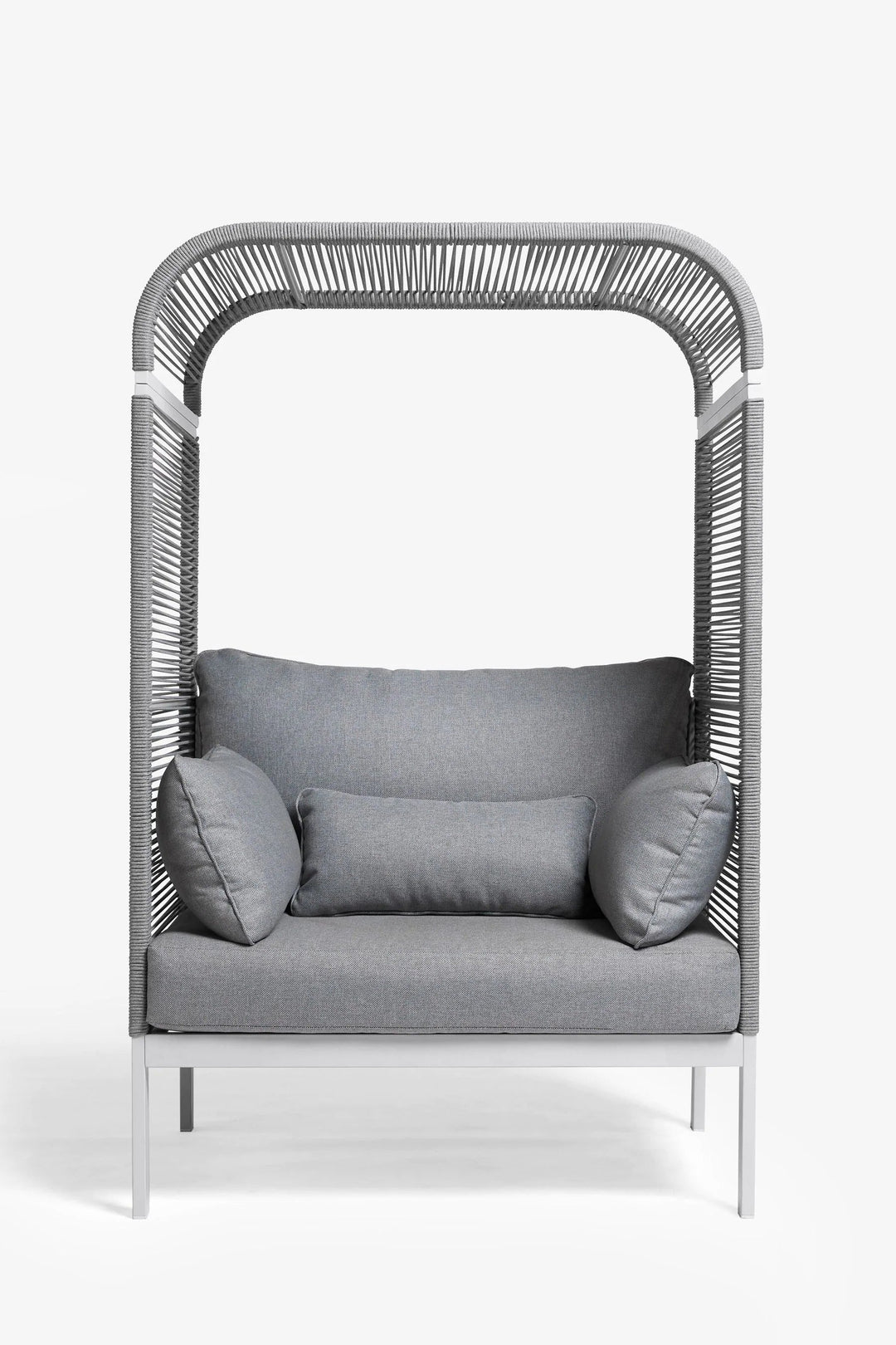 Rock Outdoor Poolside Sunbed With Cushion Daybed (Grey) Braided & Rope