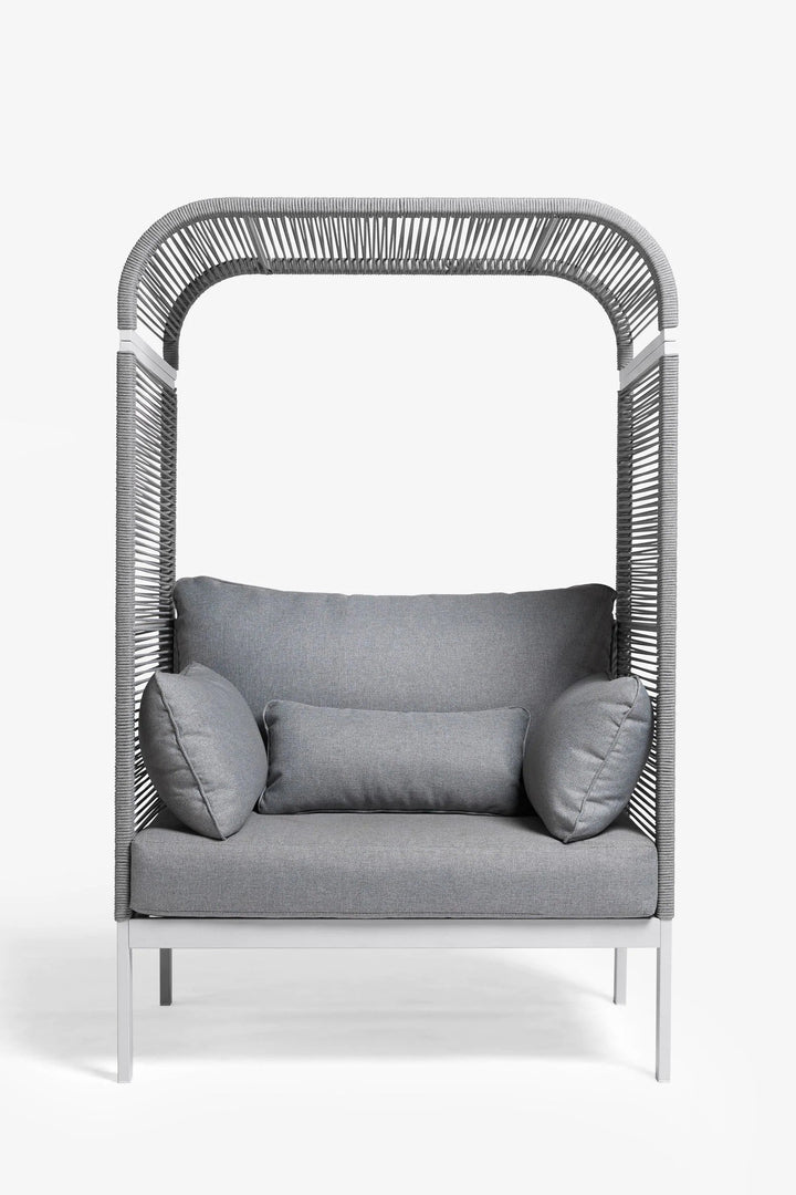 Rock Outdoor Poolside Sunbed With Cushion Daybed (Grey) Braided & Rope