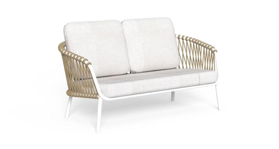 Rambo Outdoor Sofa Set 2 Seater , 2 Single seater and 1 Center Table Set (White+Tan) Braided & Rope