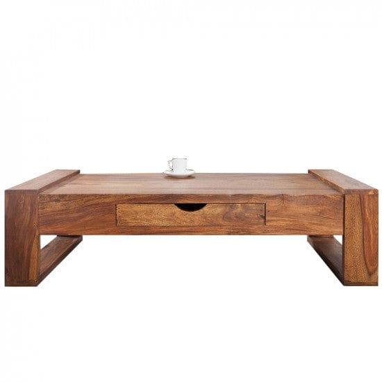 Riverton Solid Sheesham Wood Coffee Table With Drawer In Honey Finish
