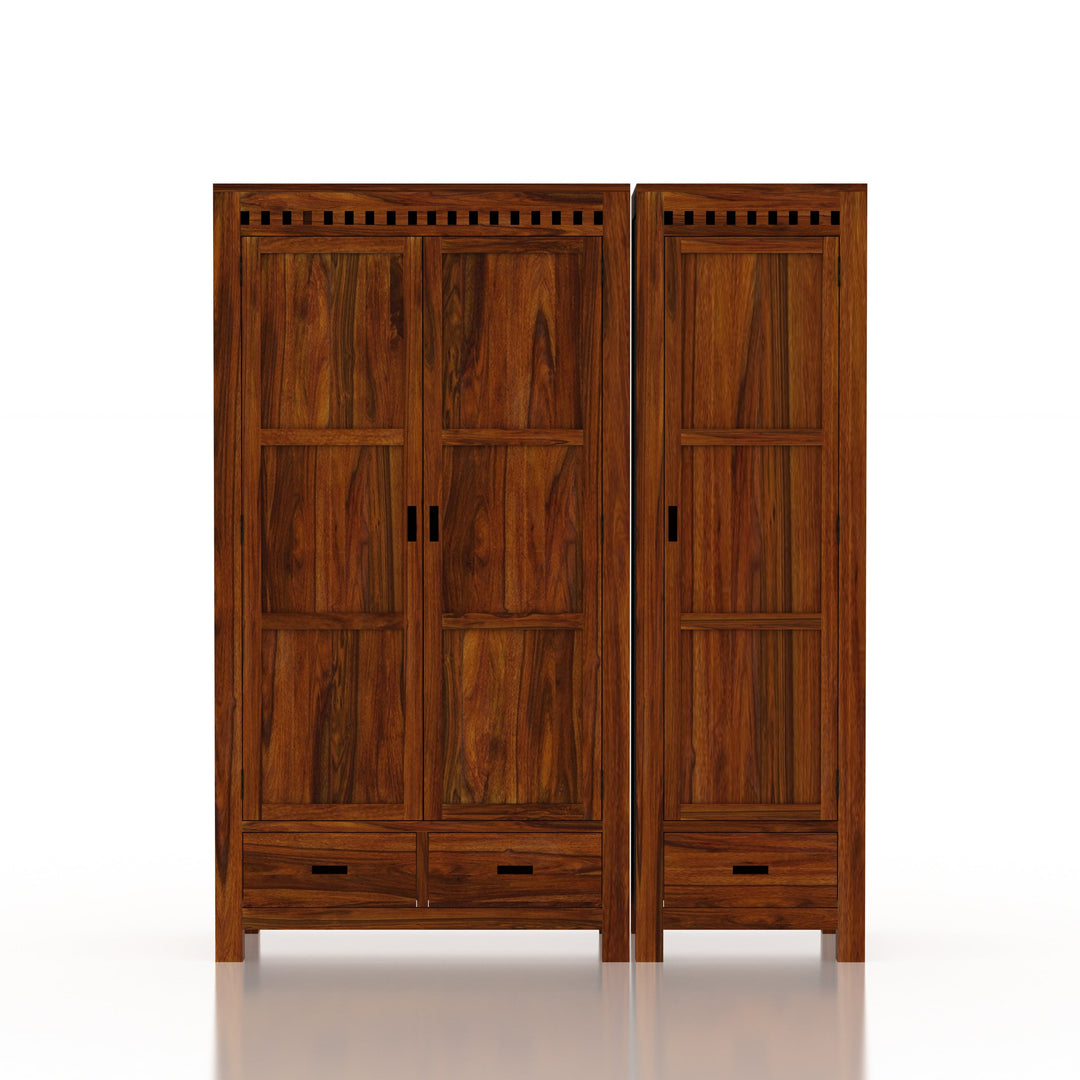 Rafaela Solid Sheesham Wood Dual Wardrobe/Almirah