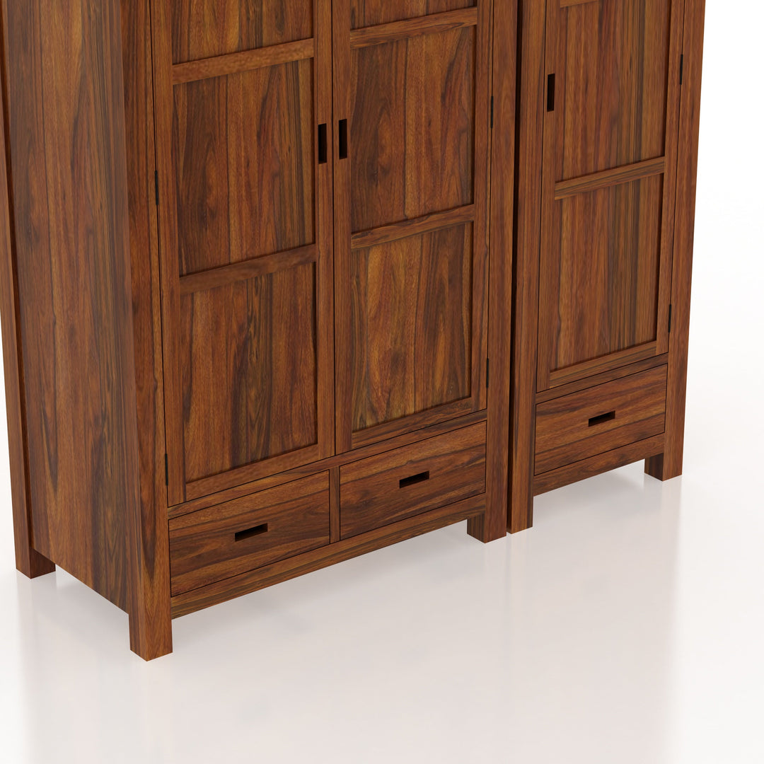 Rafaela Solid Sheesham Wood Dual Wardrobe/Almirah