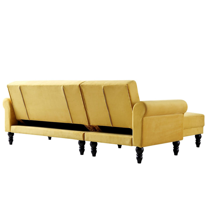 Hanney Chesterfield Chaise Sofabed in Mustard Yellow Velvet Sofa Beds
