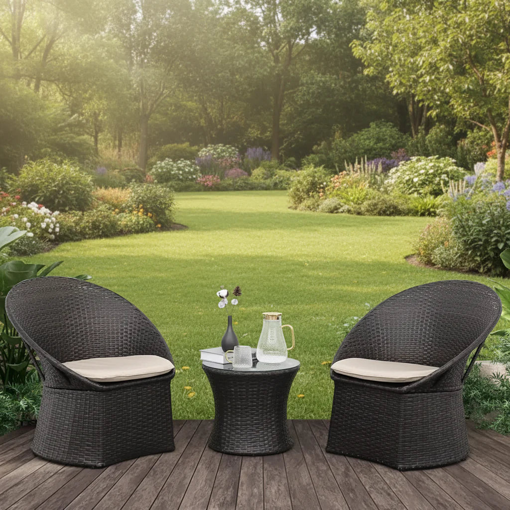 Aaradhya 3-Piece Outdoor Rattan Wicker Patio Set