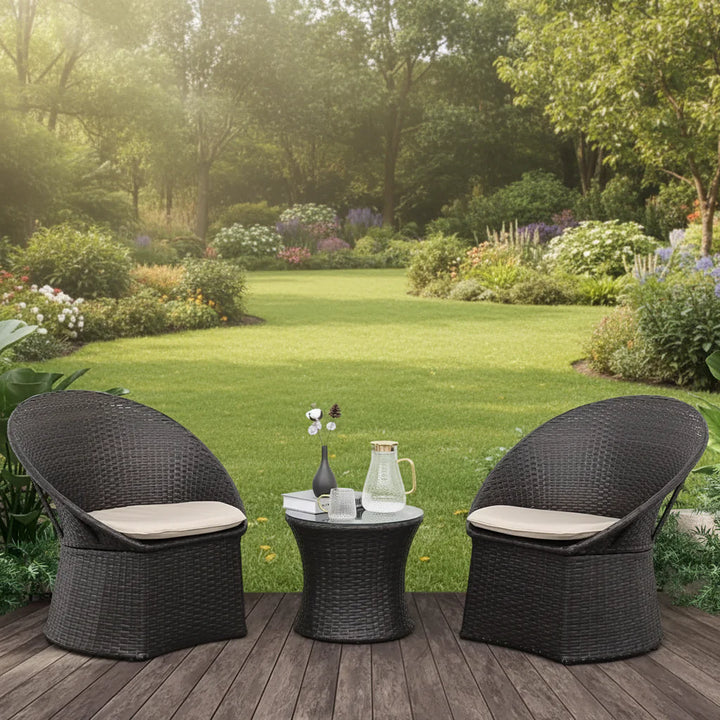 Aaradhya 3-Piece Outdoor Rattan Wicker Patio Set
