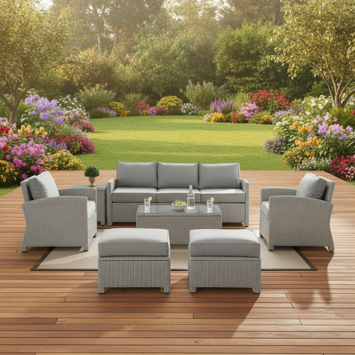 Abeni 7 Piece Outdoor Wicker Conversation Furniture Set