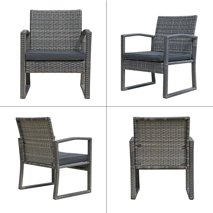 Babun Outdoor Patio Seating Set 2 Chairs and 1 Table Set (Grey)