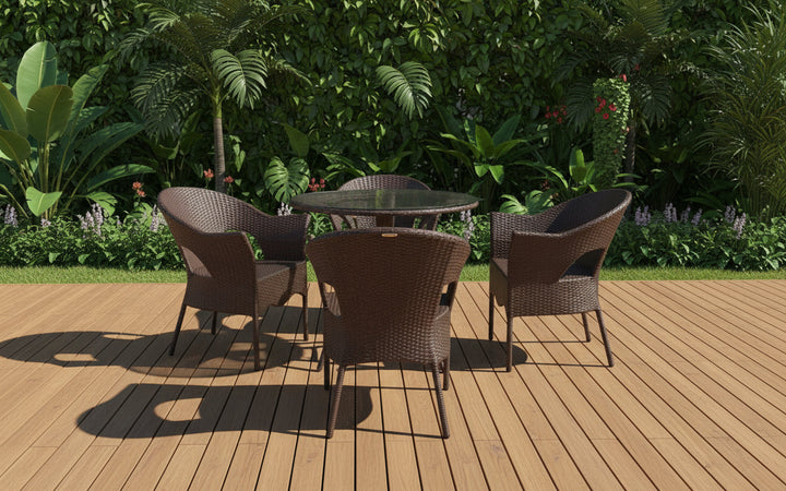 Ace Outdoor Patio Seating Set 4 Chairs and 1 Table Set (Dark Brown)