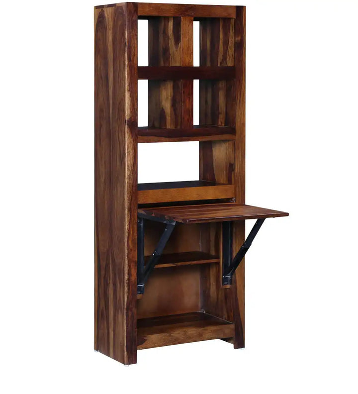 Rosa Acro Solid Sheesham Wood Book Shelf with Study Tables