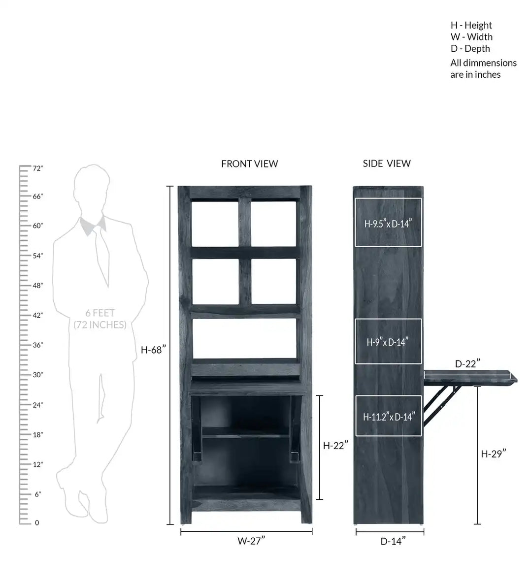 Rosa Acro Solid Sheesham Wood Book Shelf with Study Tables
