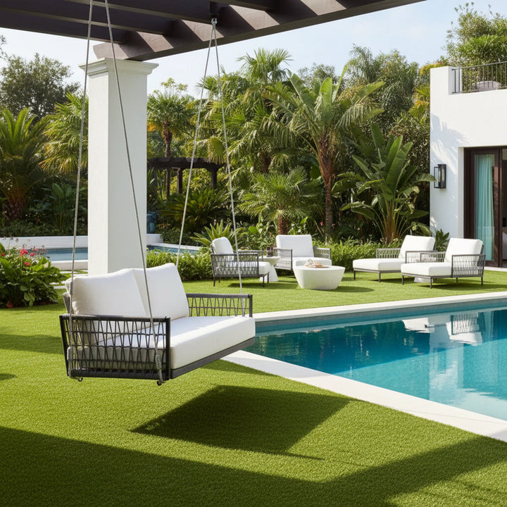 Adelita Three Seater Hanging Swing Without Stand For Balcony, Garden Swing Braid & Rope