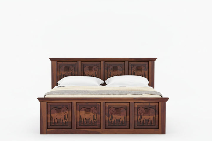 Adri Sheesham Wood Bed Hydraulic Storage - King Size