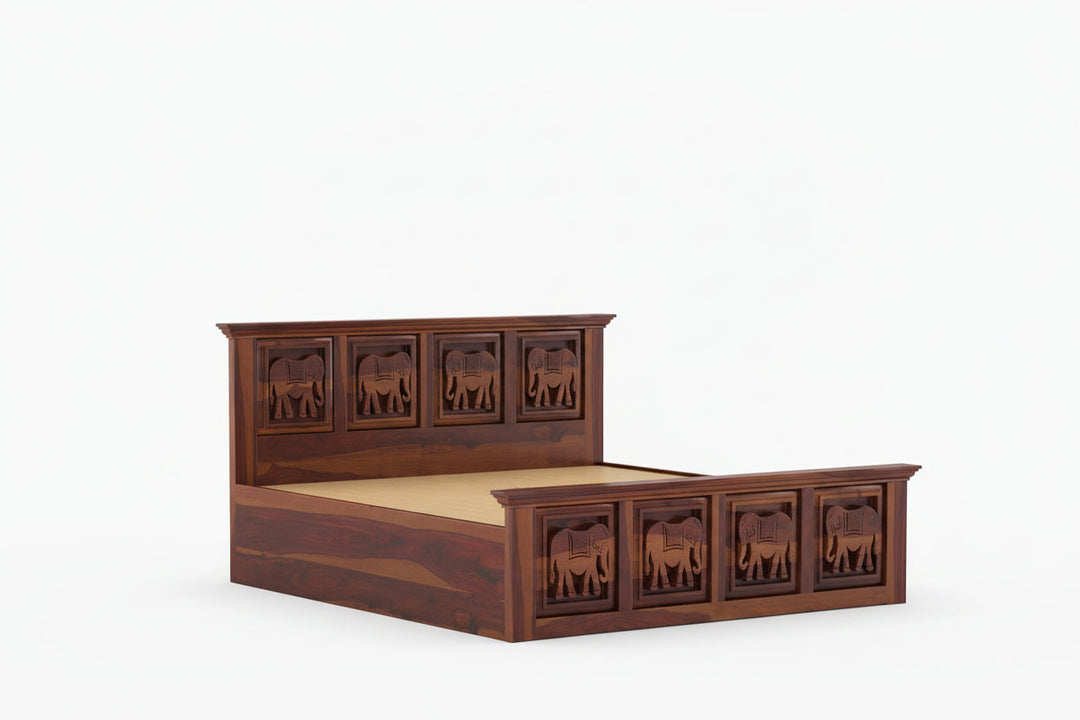 Adri Sheesham Wood Bed Hydraulic Storage - King Size