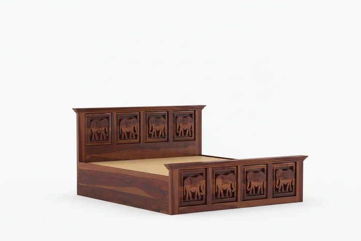Adri Sheesham Wood Bed Hydraulic Storage - King Size