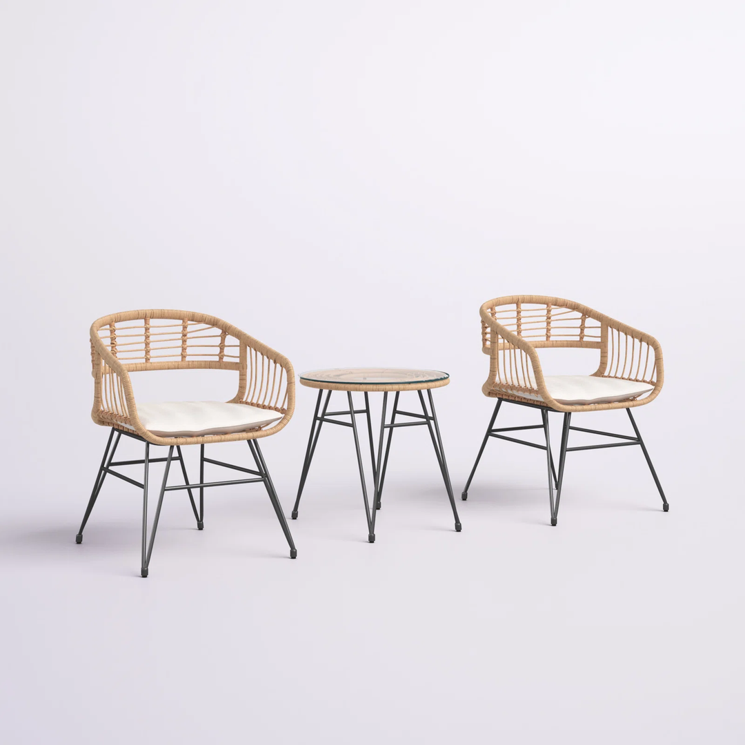 Bella Outdoor Patio Seating Set 2 Chairs and 1 Table Set (Honey)