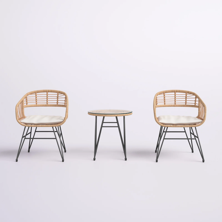 Bella Outdoor Patio Seating Set 2 Chairs and 1 Table Set (Honey)