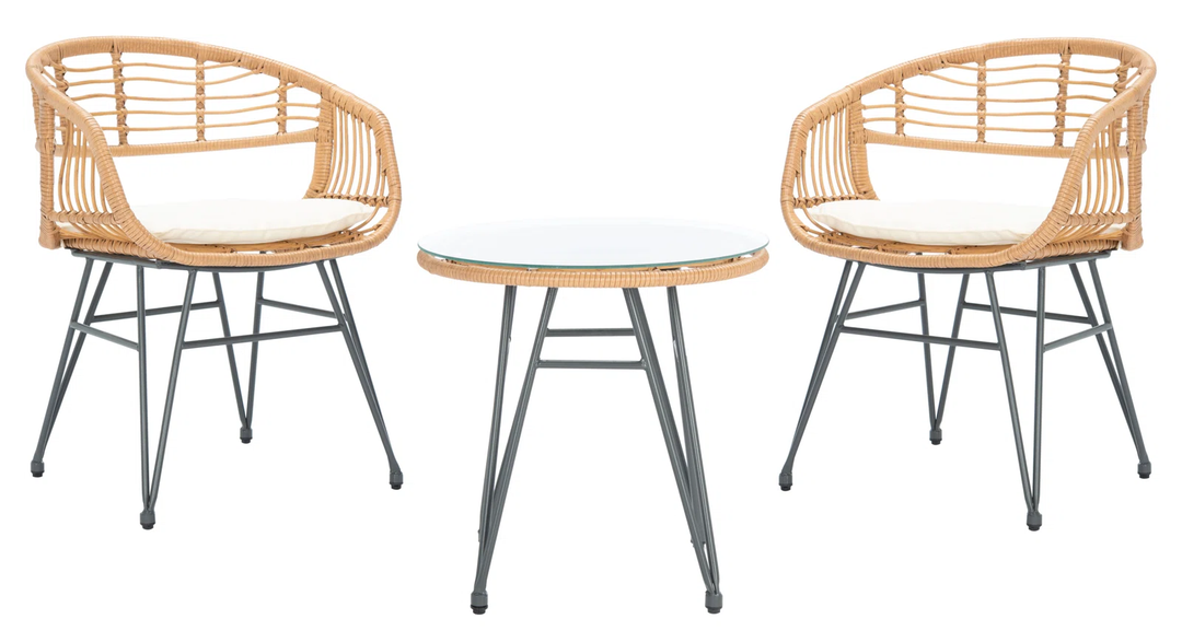 Bella Outdoor Patio Seating Set 2 Chairs and 1 Table Set (Honey)