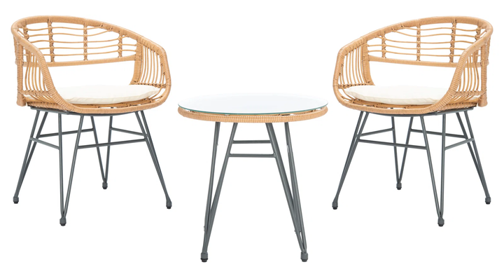 Bella Outdoor Patio Seating Set 2 Chairs and 1 Table Set (Honey)