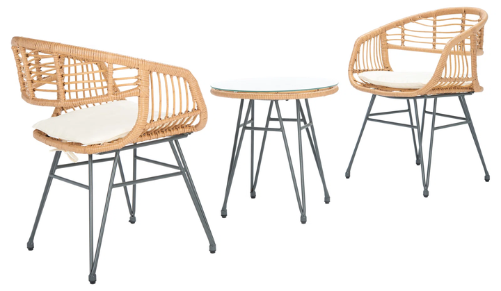 Bella Outdoor Patio Seating Set 2 Chairs and 1 Table Set (Honey)