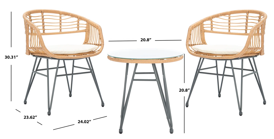 Bella Outdoor Patio Seating Set 2 Chairs and 1 Table Set (Honey)