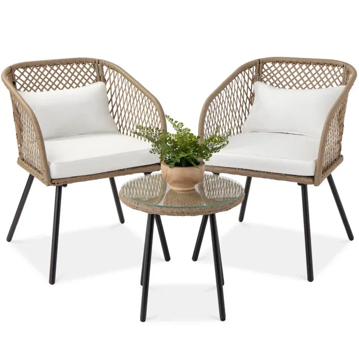 Seidel Outdoor Patio Seating Set 2 Chairs and 1 table Set (Tan)