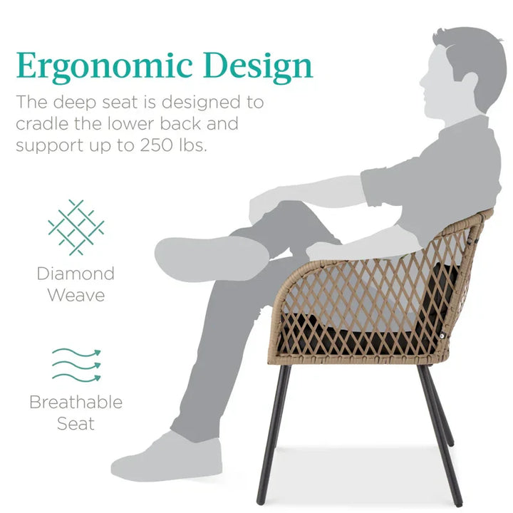 Seidel Outdoor Patio Seating Set 2 Chairs and 1 table Set (Tan)