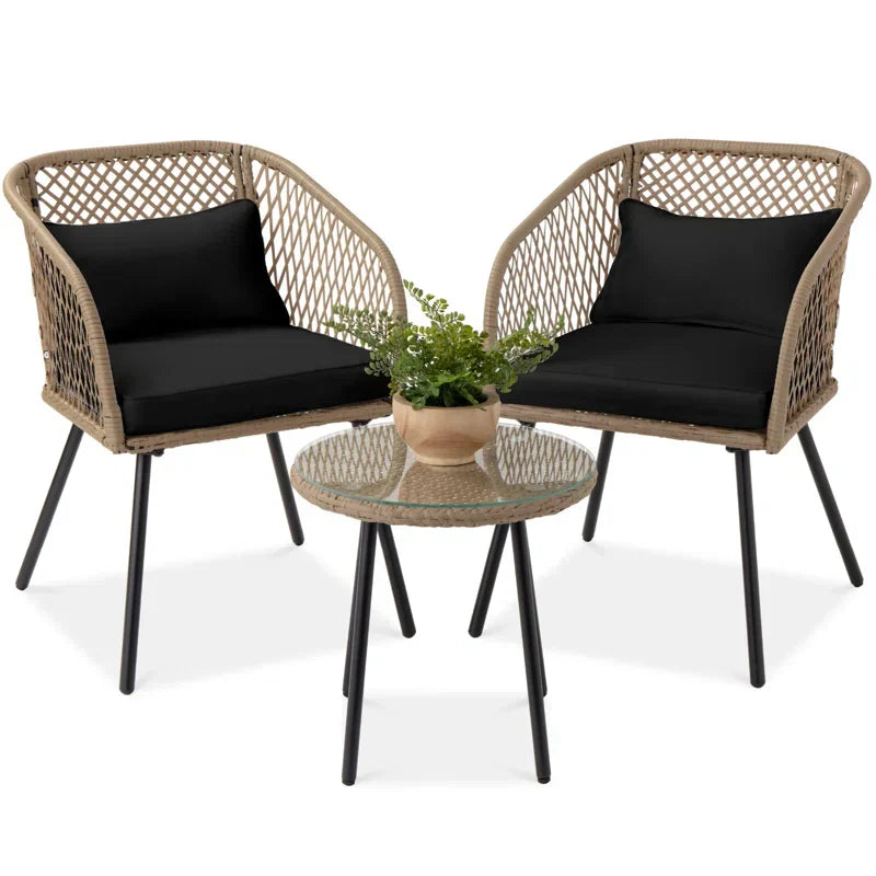 Seidel Outdoor Patio Seating Set 2 Chairs and 1 table Set (Tan)
