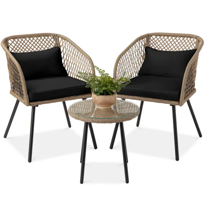 Seidel Outdoor Patio Seating Set 2 Chairs and 1 table Set (Tan)