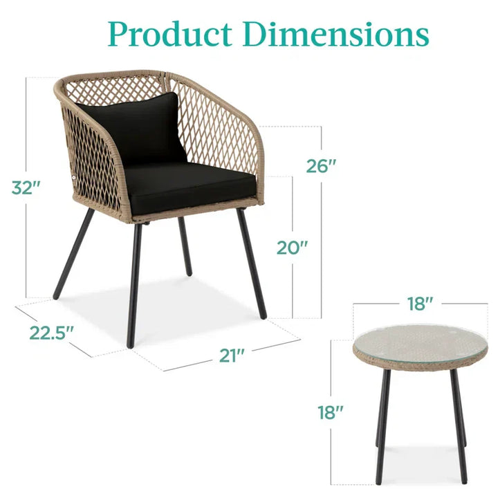 Seidel Outdoor Patio Seating Set 2 Chairs and 1 table Set (Tan)