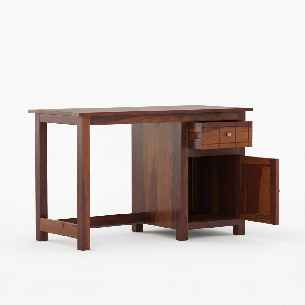 Ainhoa sheesham wood study table with drawer and storage