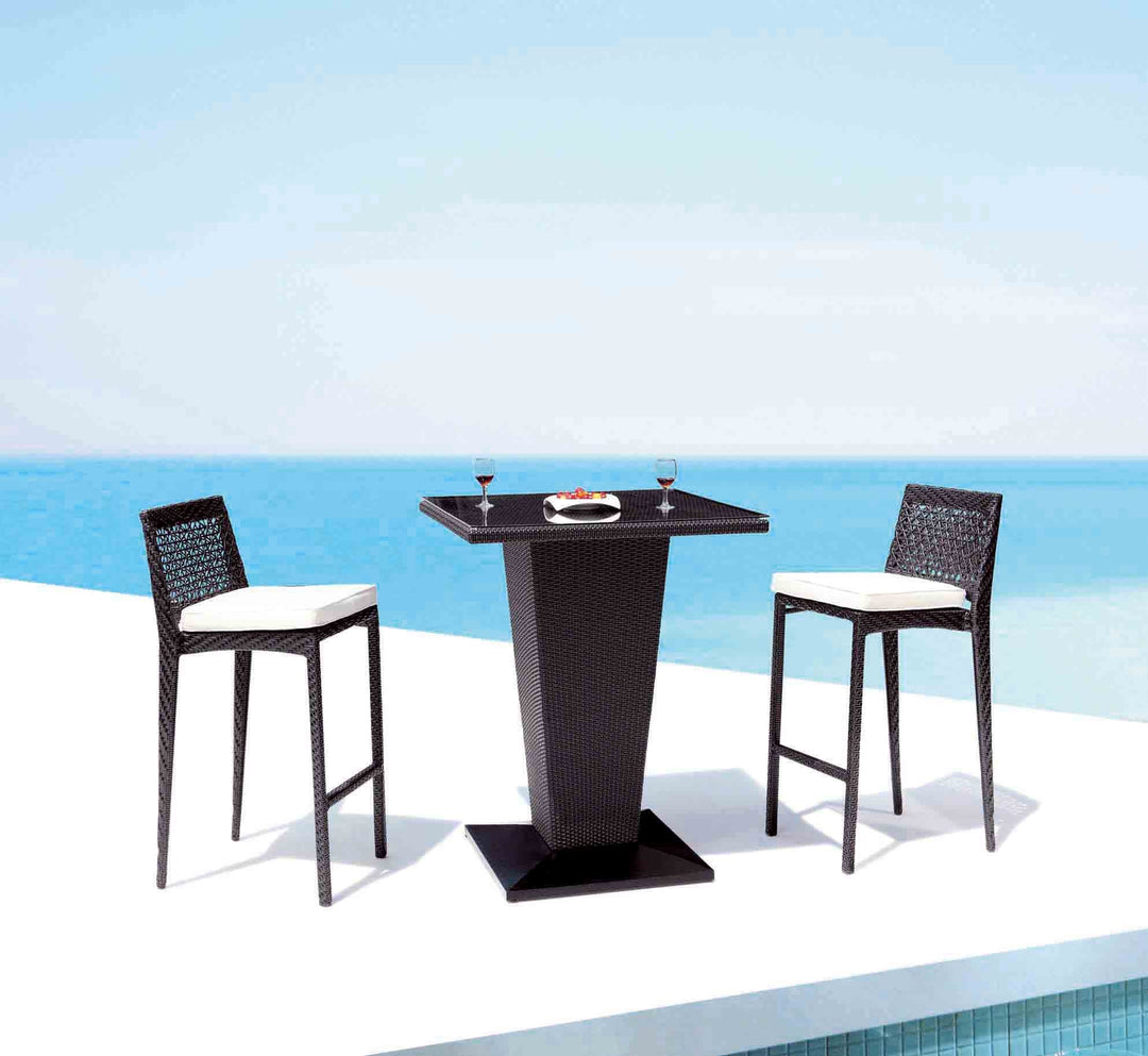 Neri Outdoor Patio Bar Set 2 Chairs and 1 Table Set Black