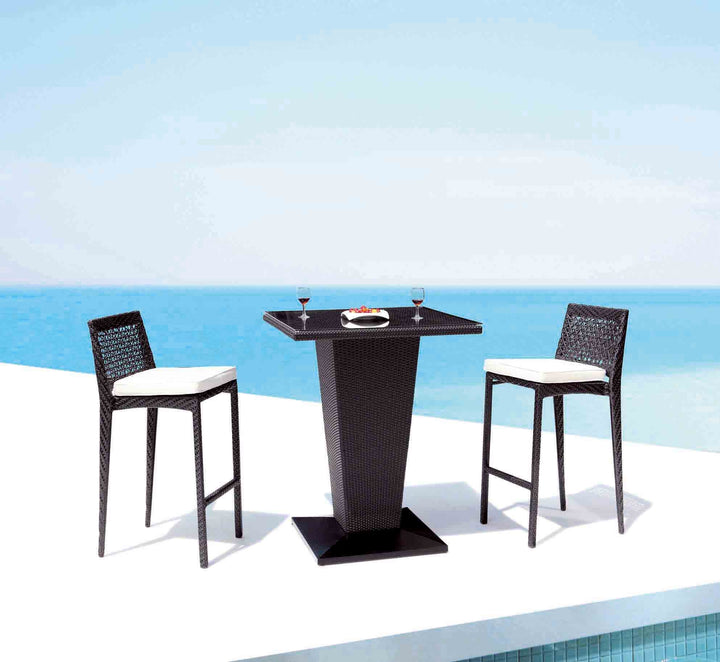Neri Outdoor Patio Bar Set 2 Chairs and 1 Table Set Black
